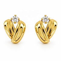 JJBRAVO Pendientes Geométricos de Oro Sólido de 14k con Circonitas Cúbicas Engastadas, Joyería Fina Elegante y Romántica para Mujer, Regalo para Bodas y Fiestas, OEM