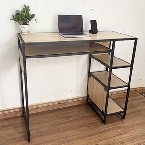Wooden/Metal Standing <b>Desk</b> with Integrated <b>Shelves</b> for Home Office (STD68040) - Product Image 2
