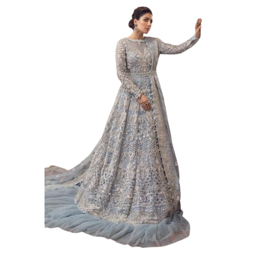 silver grey pakistani dress Maria B Silver Grey BD05 Wedding Edition 2020 – Sara Clothes