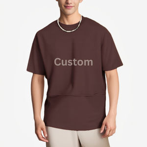 T-shirts pour hommes en tricot à manches courtes, mode, logo personnalisé, séchage rapide, respirant, anti-plis, streetwear, décontracté, 100% coton, haute qualité - Product Image 3