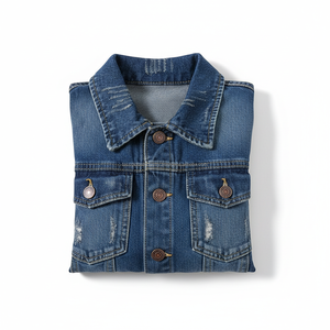 Gilet en jean délavé sur mesure pour homme, style rétro, bleu foncé, coupe ajustée, sans manches, avec détails brodés et doubles poches - Product Image 6