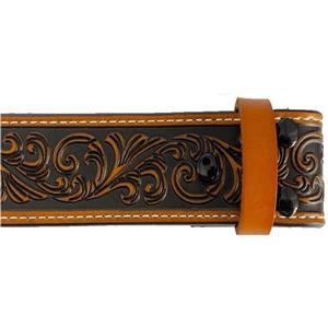 Cinturón de herramientas de cuero occidental con estilo para hombre grabado floral duradero con botón a presión para cambio de hebilla - Product Image 4