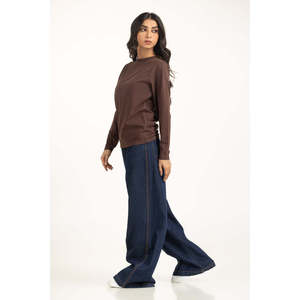 Top de Punto Ajustado para Mujer, Tejido Suave y Elástico, Transpirable, Ropa Casual Elegante de Manga Larga, OEM ODMWM-KTP-WS25-102 - Product Image 1
