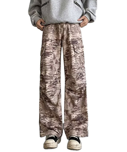Vintage Hombres Recubierto Slim Fit Camo Flare Pantalones High Street Jeans de cintura media con múltiples bolsillos - Product Image 1