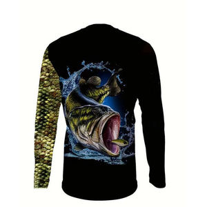 Camiseta de Pesca con Estampado, 100% Poliéster, Camiseta de Pesca con Diseño Estampado para Hombre, Camisetas de Pesca de Secado Rápido OEM - Product Image 2