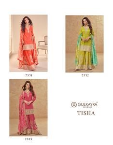 Diseñador Tisha Cosmos Seda Salwar Kameez Palazzo Traje Elegante Bordado Secuencia Trabajo Completo Cosido para Fiestas Hecho Algodón - Product Image 1