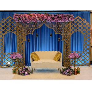 Baby Shower <b>Decor</b> Backdrop Laser Cut <b>Arches</b> Elegant Mughal Inspired Wooden <b>Arch</b> Backdrop With Floral <b>Decor</b> For Wedding Reception - Product Image 1