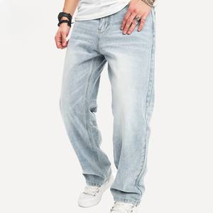Pantalones vaqueros de mezclilla de alta calidad para hombre, pantalones vaqueros elásticos de corte recto de secado rápido, pantalones vaqueros negros azules para hombre, venta al por mayor, OEM personalizado - Product Image 4