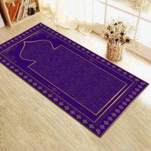 Tapis de prière violet : Tapis de culte religieux moderne imprimé, tapis fin non tissé - Product Image 1