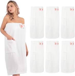 Albornoz suave de Invierno para mujer, conjuntos de Bata larga transpirable con cuello de lazo, cierre de cintura elástica, estilo Simple, teñido liso, 100% poliéster - Product Image 1