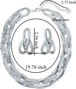 2024 New Arrival Handmade Grey Double Layer Acrylic Resin Link Collar Necklaces or Chunky Chain Collar Necklace