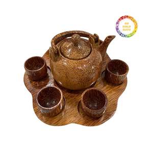 ENSEMBLE DE THÉIÈRE À LA NOIX DE COCO EN QUANTITÉ DE COMMANDE BAS MIN FABRIQUÉ AU VIETNAM TASSES ET POT À THÉ EN BOIS DE NOIX DE COCO NATURELLE - Product Image 2