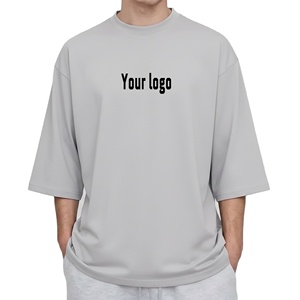 Camiseta Oversize de Hombros Caídos de Alta Calidad, Estilo Urbano, Algodón, con Logo Personalizado, Corte Cuadrado y Recortado para Hombre - Product Image 1