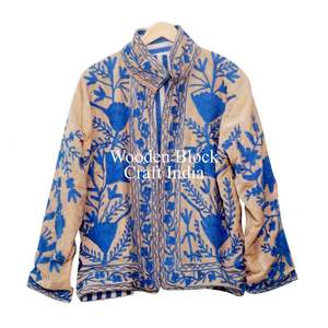 Veste d'automne-hiver tendance pour femmes, en velours fait main, matelassée, broderie Suzani, respirante, taille unique - Product Image 1