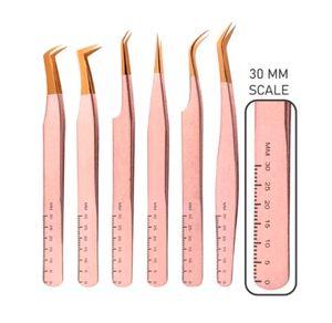 Juego de pinzas de pestañas de acero inoxidable de calidad superior al mejor precio de alto impacto de diseño personalizado 6 piezas - Product Image 3