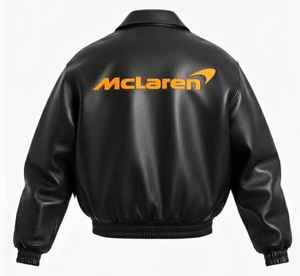 Chaqueta Bomber Extra Grande McLaren en Negro con Patrón 3D Decorado Estilo Carreras F1 Cuero Vacuno Talla XS Suministro ODM - Product Image 3