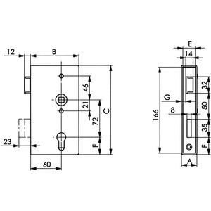 Panic Gate Lock 140PGN-Stainless Steel DIN Right <b>Square</b> 24/60/72/90mm Panic Function - Product Image 3