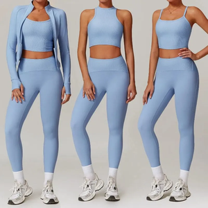 Workout for Women 4 Piece Tank Sport Bra High Waist Leggings <b>Gym</b> Athletic <b>Jacket</b> Matching Active Wear wholesale <b>gym</b> wear - Product Image 1