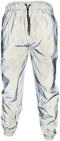 Top Quality Custom Reflective Pants Men Brand Hip Hop Dance Fluorescent Trousers Casual Harajuku Night Sporting Jogger PantsGray