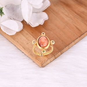 Bague Classique Tendance pour Femme en Argent Sterling 925 Plaqué Or, Forme Ovale, Pierre de Soleil, pour Mariage, Anniversaire, Célébration - Product Image 4