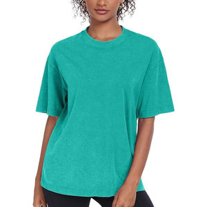 Style personnalisé décontracté uni à manches courtes pour femmes lavage à l'acide S 100% coton grande taille lavage à l'acide t-shirt S à vendre avec Oem - Product Image 2