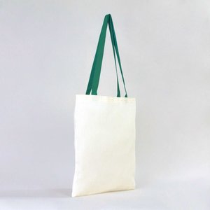 Bolsa de Mano de Lona de Algodón con Asa Verde, Diseño en Blanco de 14 x 16 Pulgadas (35 x 40 cm), Bolsas de Lona de Algodón Ecológicas y Elegantes - Product Image 2