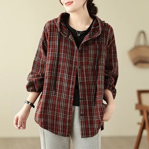 <b>Women's</b> Winter Wool Lined Flannel Plaid Jacket With Button Hooded Long Sleeved Jacket <b>women</b> <b>Sweater</b> Coat motorcycle style jacket - Product Image 6