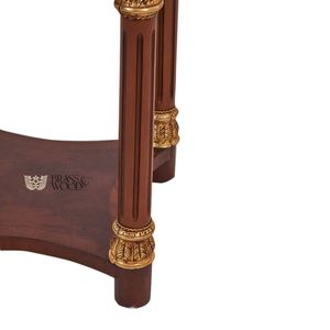 Table d'appoint ronde de luxe avec plateau en marbre blanc et pieds cannelés en feuille d'or ornée pour la décoration classique du salon - Product Image 4