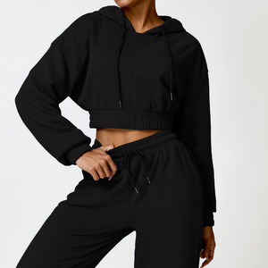 Recién llegados, conjuntos de pantalones cortos de terciopelo, chándal deportivo informal de dos piezas, sudaderas con capucha, Top corto, pantalones de chándal, chándal - Product Image 5