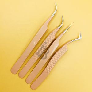 Nouvelles pinces à cils pour extensions, pinces à cils plats en vison, pinces courbées de haute qualité, en acier inoxydable, logo personnalisé disponible. - Product Image 3