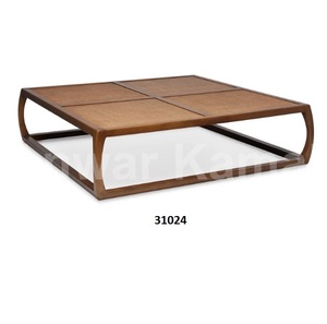 Juego de 3 mesas pintadas a mano con forma cuadrada de madera de mango macizo verde de alta calidad - Product Image 2