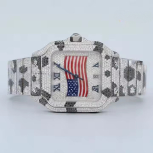 Montre personnalisée Moissanite Montre fabriquée en diamant Montre en diamant de style Hip Hop pour hommes Carrée - Product Image 1