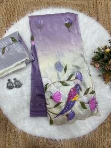 ชุดส่าหรีผู้หญิงแบบใหม่ ประดับจี้ทองคำ พร้อมงานฝีมือและขอบอาร์โก มีสินค้าในสต็อก - Product Image 2