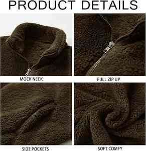 Venta al por mayor de los hombres de lana polar chaqueta de invierno de cuello alto cremallera completa a prueba de viento abrigos cálidos logotipo personalizado al aire libre Casual Oem servicio - Product Image 2