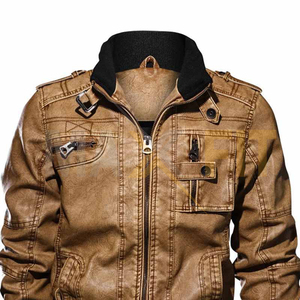 Veste en cuir PU pour homme, toile de haute qualité, col montant uni, tendance, MAXFIT ENTERPRISES, veste printemps/automne/hiver - Product Image 2
