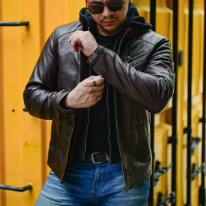 Chaqueta con capucha de cuero forrado de invierno para hombre Protección contra el frío - Product Image 5