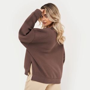 Sudaderas con logotipo personalizado de lana Lisa para mujer y niña, sudadera con hombros caídos, sudadera para mujer, Sudadera con cuello redondo - Product Image 4
