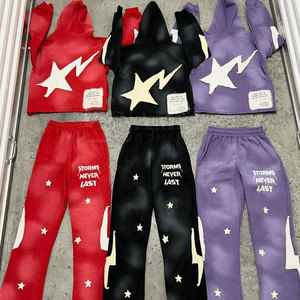 OEM Wholesale Men's High Quality Casual Training <b>Tracksuit</b> Plus Size XL Custom Logo Puff Print Long Sleeves Plain 100% Cotton - Product Image 3