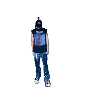Jeans en denim évasés décontractés peints à la main de charpentier vintage pour hommes de haute qualité personnalisés - Product Image 4
