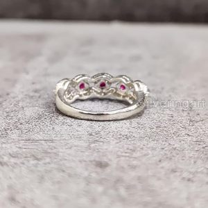 Bague pour femme en argent sterling 925 avec pierre précieuse naturelle rubis, pierre de naissance de juillet, cadeau d'anniversaire de mariage, bague empilable - Product Image 6