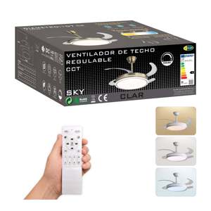 Ventilador de Techo LED con CCT Ajustable de 107 cm con Detalles en Cuero - Product Image 1