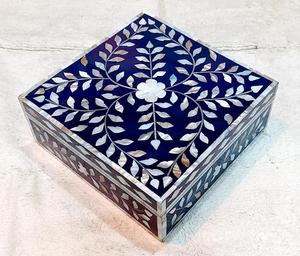 Hải Quân Ngọc trai màu xanh <span class=keywords><strong>Inlay</strong></span> hoa lớn trang trí gỗ hộp đồ trang sức với bản lề thiết kế đòi hỏi khắt khe nhất - Product Image 3