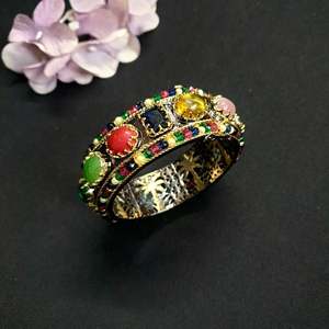 Multi Stone Sabyasachi <b>Inspired</b> Openable Bangle Fashion Jewelry With AD Stones Trendy Kada for Girls and Women for Party Wear - Product Image 1