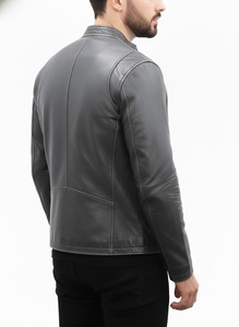 Chaqueta de Cuero de Oveja Genuina para Hombre, Invierno, Transpirable, Ecológica, Color Rib, Tallas Grandes, Cuero Vacuno - Product Image 3