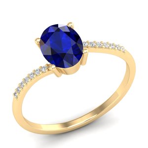 Anillo de Zafiro Azul con Corte Ovalado de 1.25 Quilates REYES Solitaire en Oro Amarillo de 14K, Certificado GRA, Joyería Fina de Moissanita para Mujer - Product Image 2