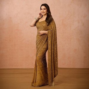Diseñador Georgette Saree Con lentejuelas blusa Sari, Wedding Wear Sari, Designer Party Wear Sari, Sari para mujeres. - Product Image 1