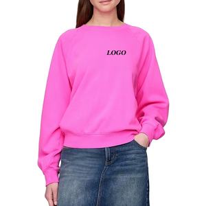 Pull-over confortable pour femme en couleur unie, prix avantageux pour les acheteurs en gros, manches longues, design de logo personnalisé, coupe oversize, 2026 - Product Image 1