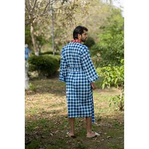 Peignoir Kimono Bohème en Pur Coton pour Homme, Motif Géométrique, Style Haori Japonais, Respirant, Robe de Chambre d'Été, Coupe Décontractée, Ensemble Homme - Product Image 5