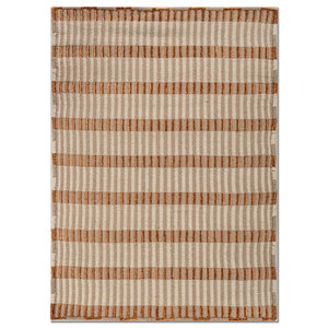 Tapis en jute et chanvre tissés à plat Nomadic Threads beige et marron - Adjc-01 - Rayé - Pour la maison, la voiture, la chambre, le salon, le couloir - Forme rectangulaire - Product Image 1