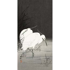 Dos garzas en el pantano de Ohara Koson, impresión artística en papel de 20x40 cm - Product Image 4